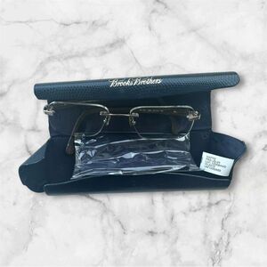 Brooks Brothers Eyeglasses Frames Only Rectangular,‎ Case, Cloth Wooden brown